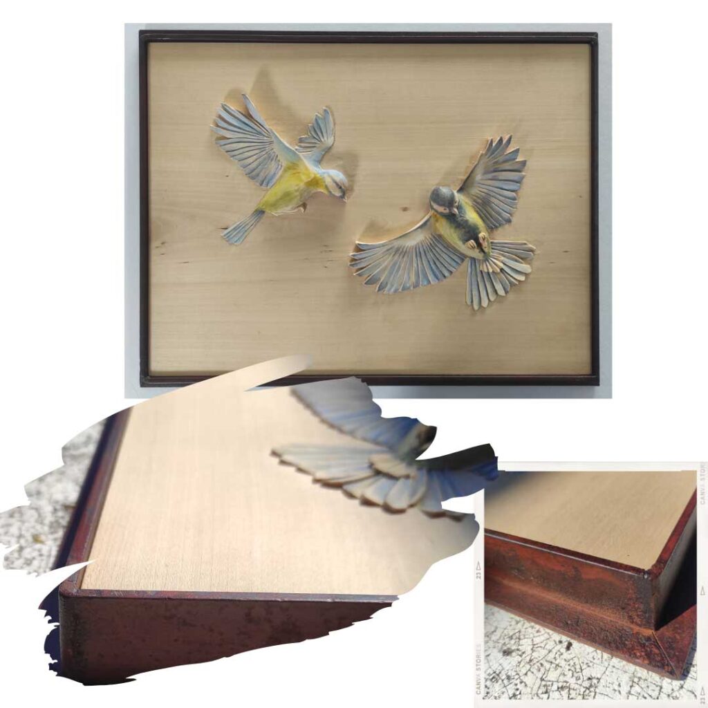 Tableau Sculpture d'animaux et oiseaux en bois